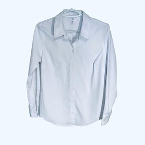 TIME & TRU WOMENS WHITE COLLARD BUTTON DOWN LONG SLEEVE BLOUSE / Size Small